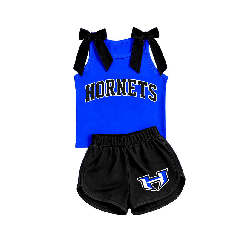 Custom team bow top matching shorts girls summer outfit