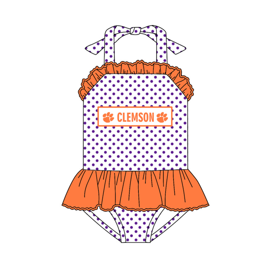 toddle baby girl two pieces orange team swimwear