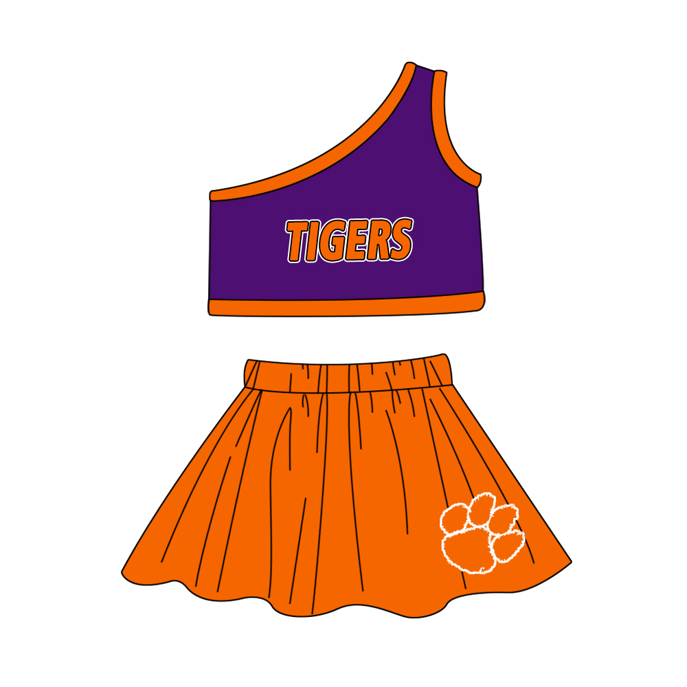 wholesale baby girls colleague team cheer skirt 2pcs clothes