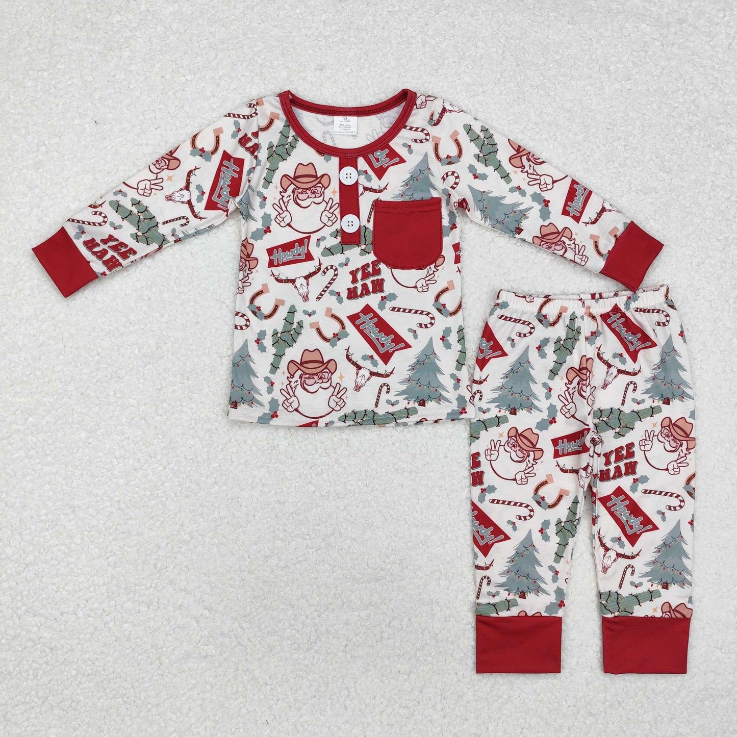 sister brother western christmas santa claus matching pajama set