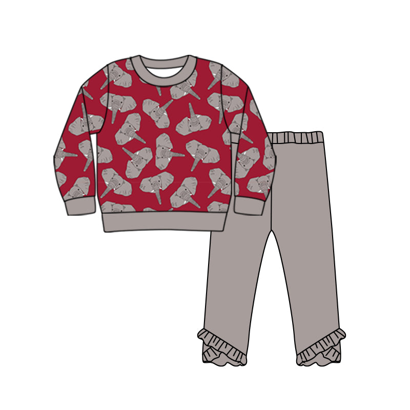 Toddle Girls Custom Elephant Design Long Sleeve Clothes