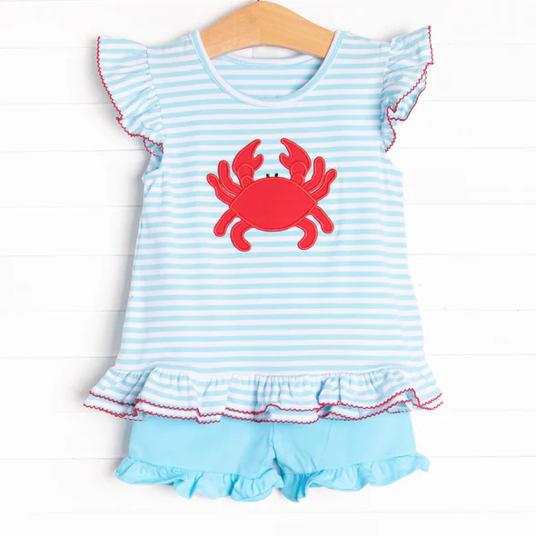 Toddle baby girl summer crab beach set