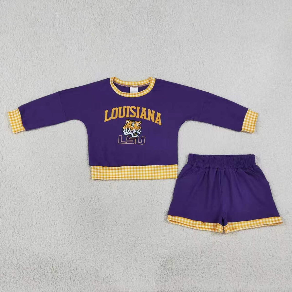 long sleeve pullover vinyl top matching shorts girls team design outfit
