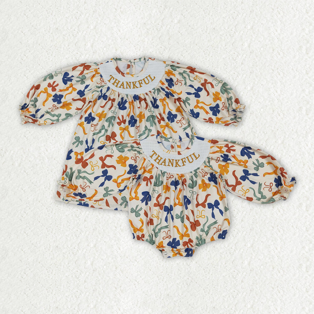 Toddle girls Thanksgiving long sleeve smocked dress