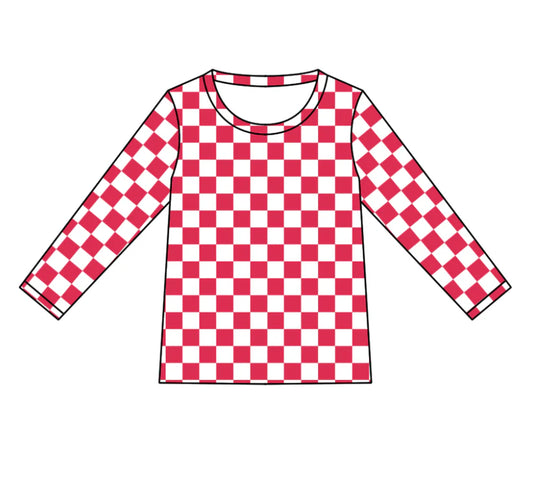 Kids red checkered long sleeve t- shirt