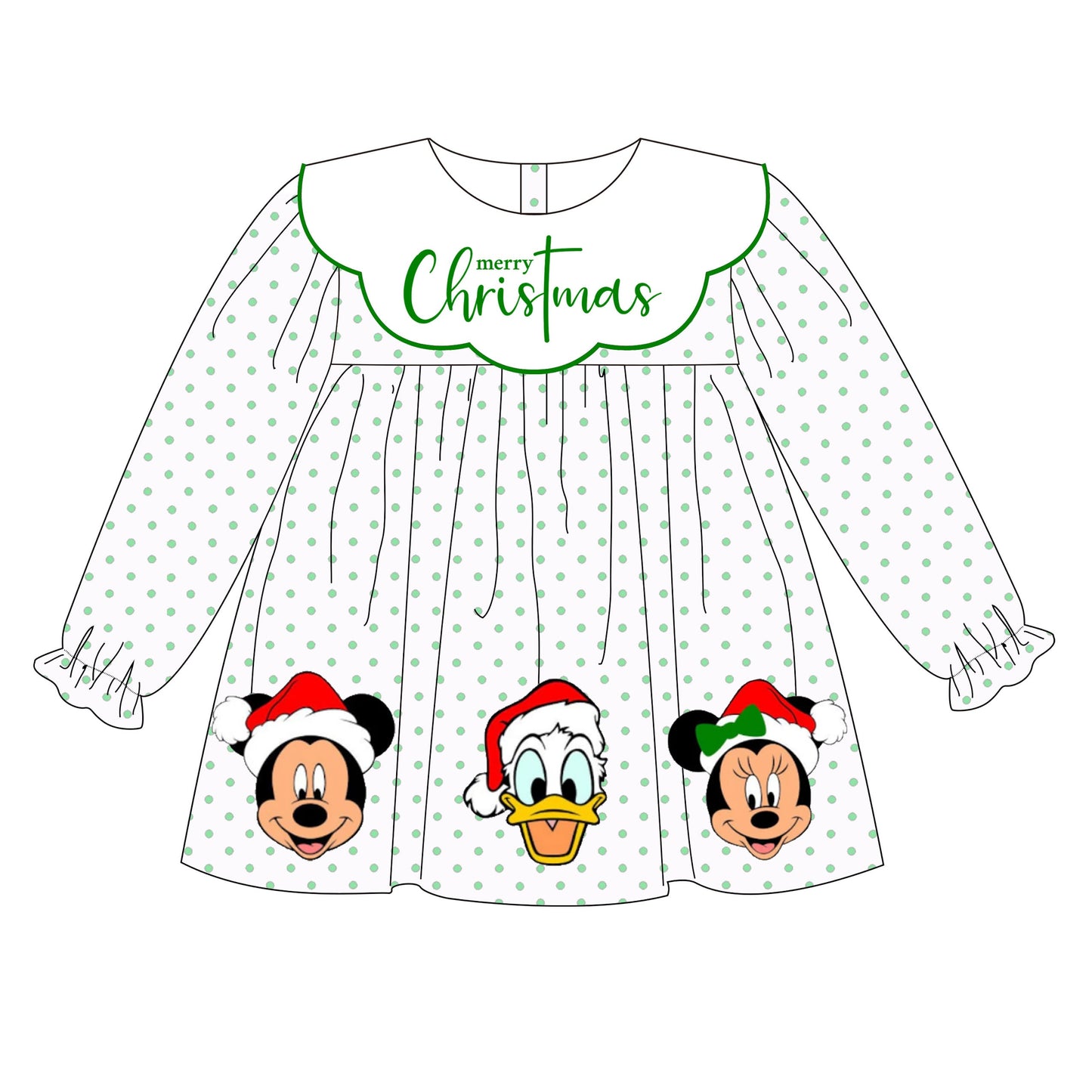 Wholesale Kids Girls Merry Christmas Cartoon Dress