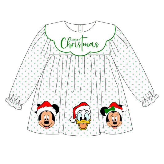 Wholesale Kids Girls Merry Christmas Cartoon Dress