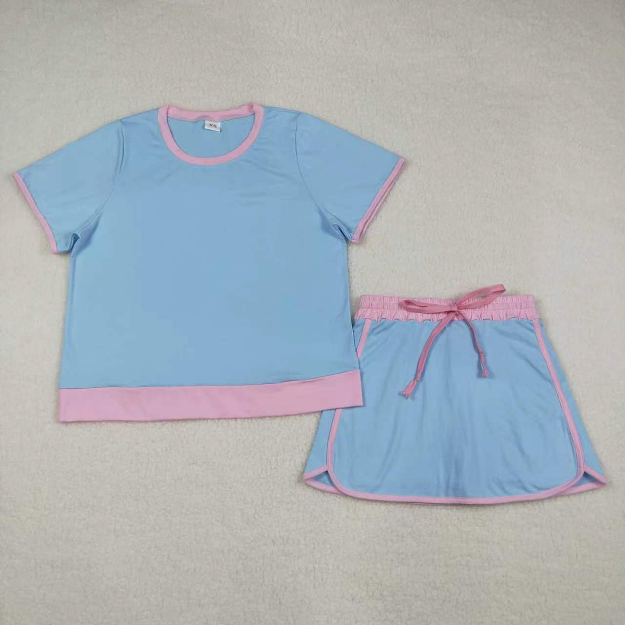 Mommy and me short sleeve cotton skorts outfit