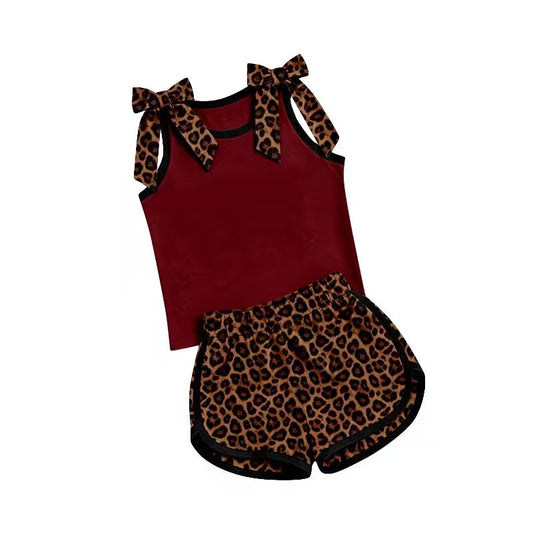 Custom bow top matching shorts girls summer outfit