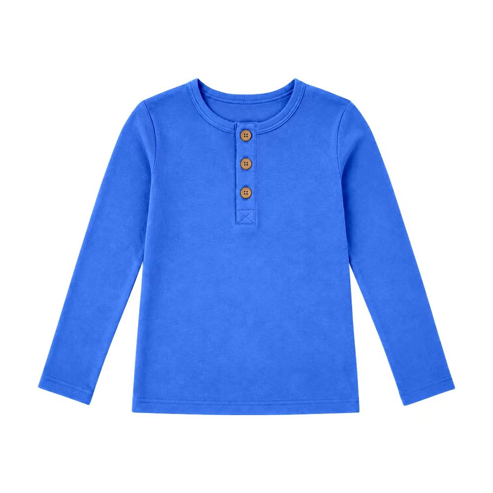 baby girls custom design long sleeve solid color cotton top