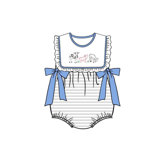 grey stripes farm animal romper