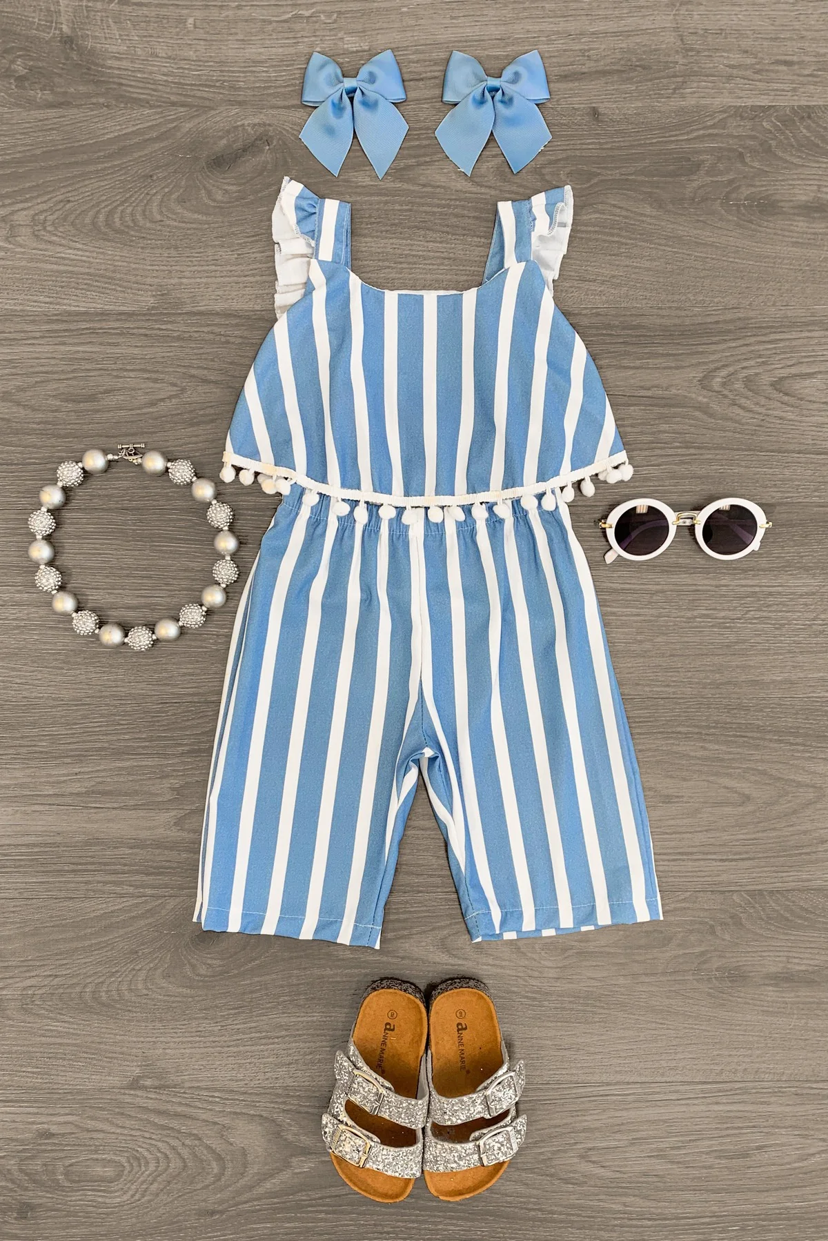 baby girls blue summer jumpsuit
