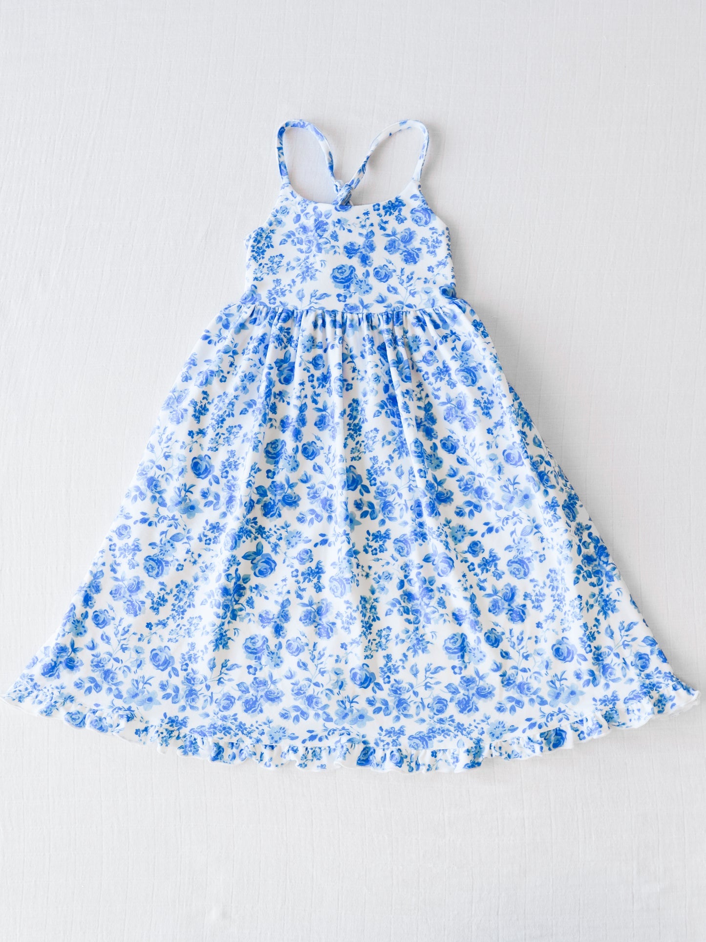 Baby girl blue floral boutique dress