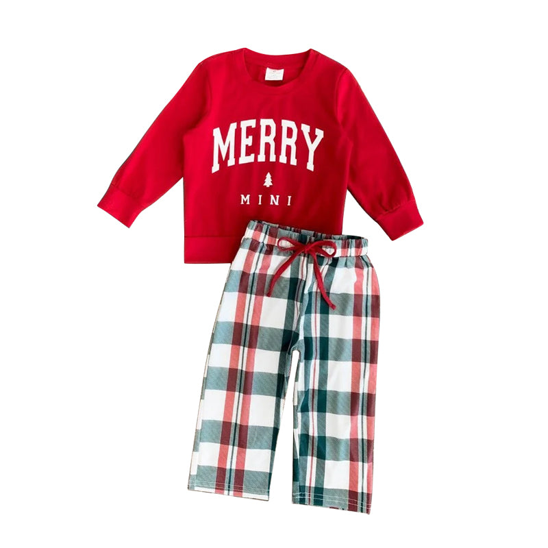 Christmas merry baby girls matching clothing set