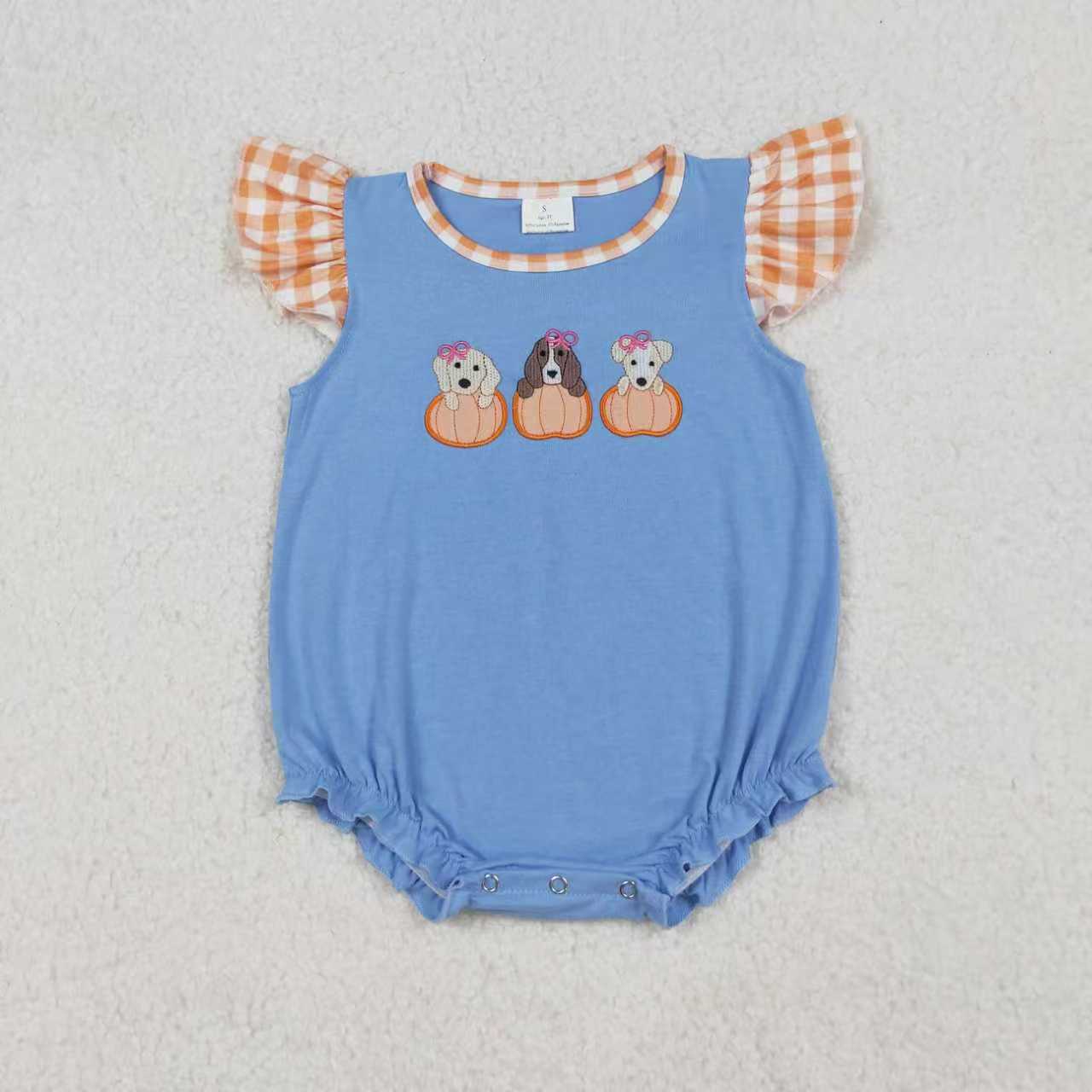 Embroidery Pumpkin dog toddle girls kids boys fall winter outfit