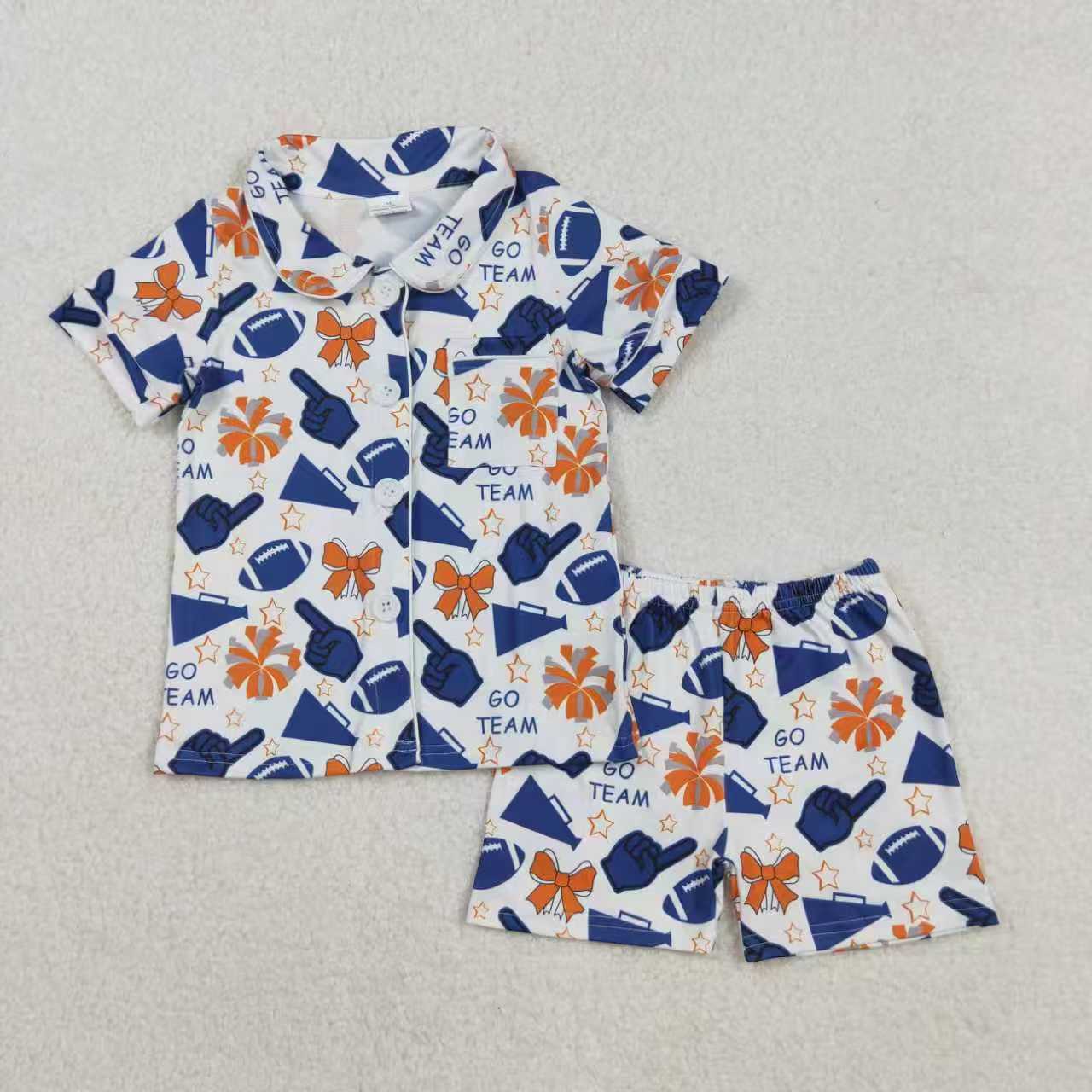 Go team cheer set girls summer pajama set