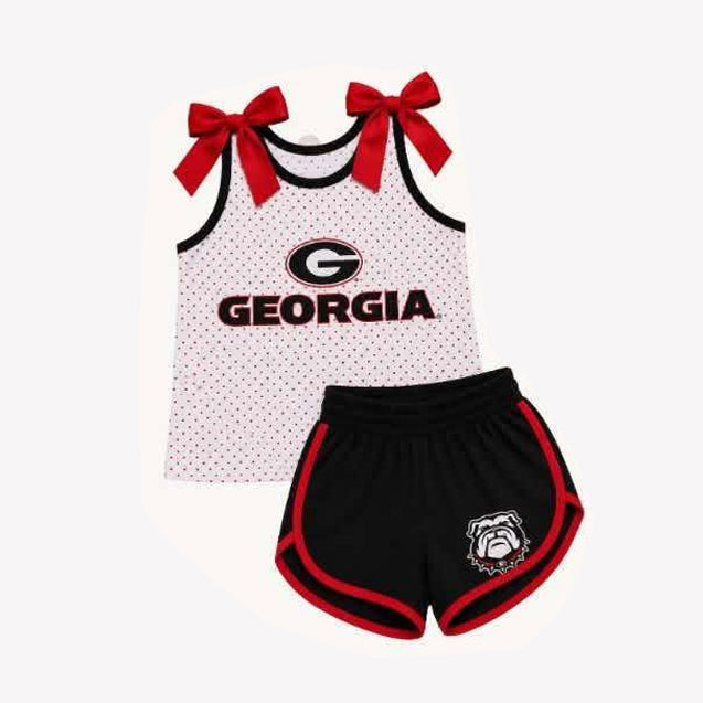 Custom team bow top matching shorts girls summer outfit