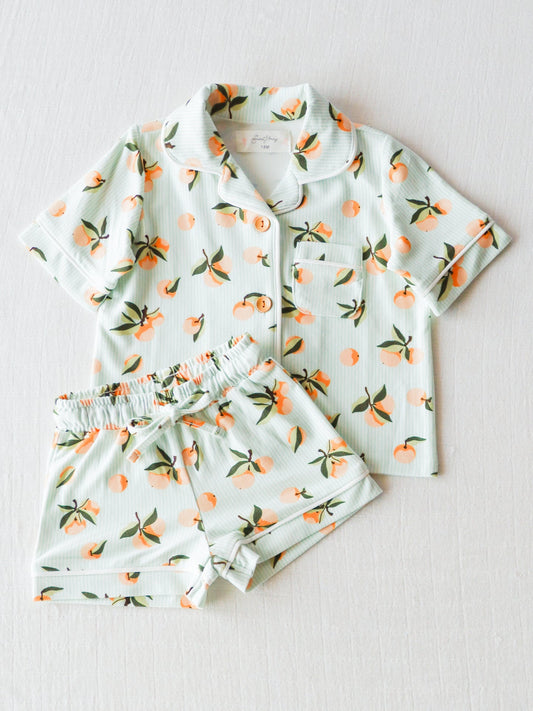 baby girl short sleeve peach pajama set