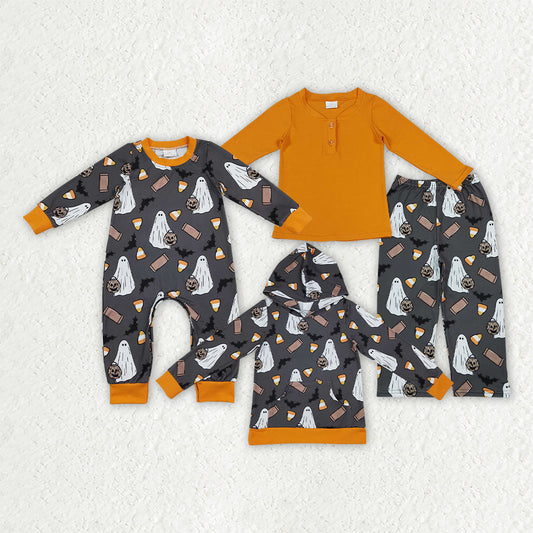 Halloween ghost pumpkins long sleeve top matching pants boy outfit