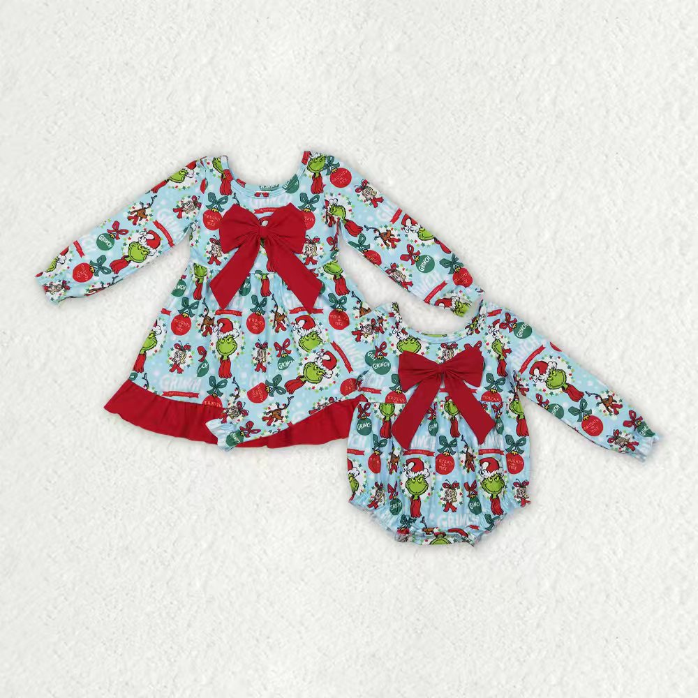 Christmas green face long sleeve dress