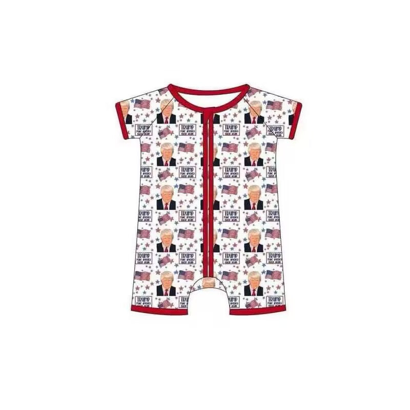 baby boy custom trum short sleeve romper