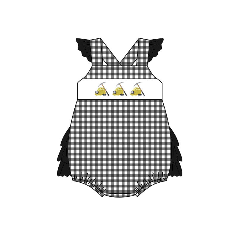 Black plaid design toddle girl summer romper