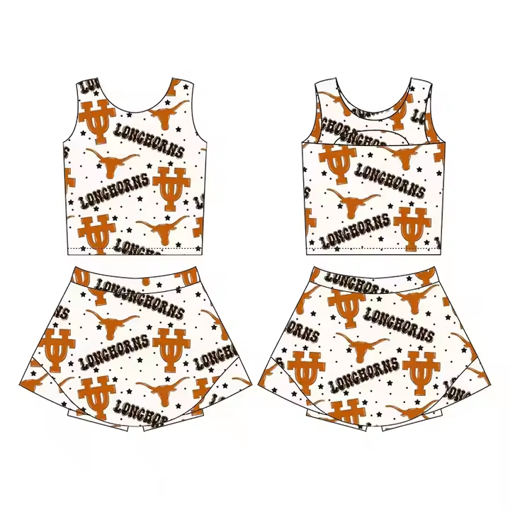 Team design kids summer skirt outfit