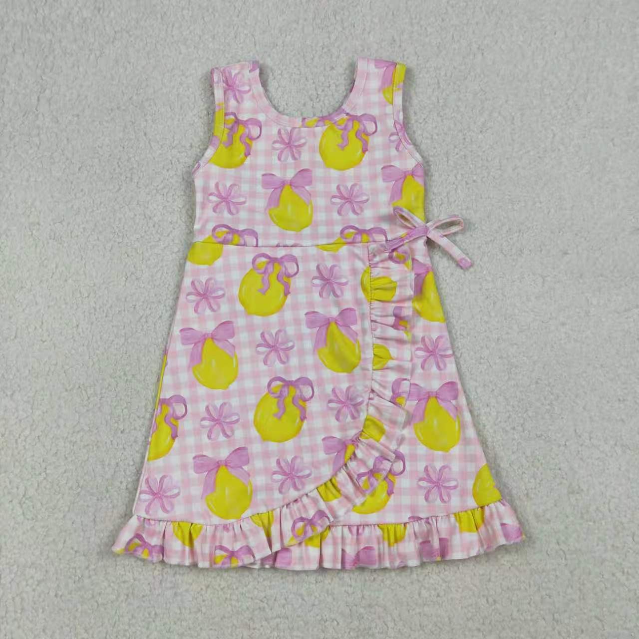 Lemon print girls summer active wear yoga dress