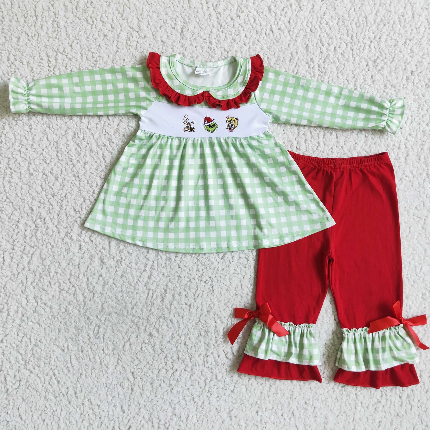 Embroidery reindeer Christmas matching outfit