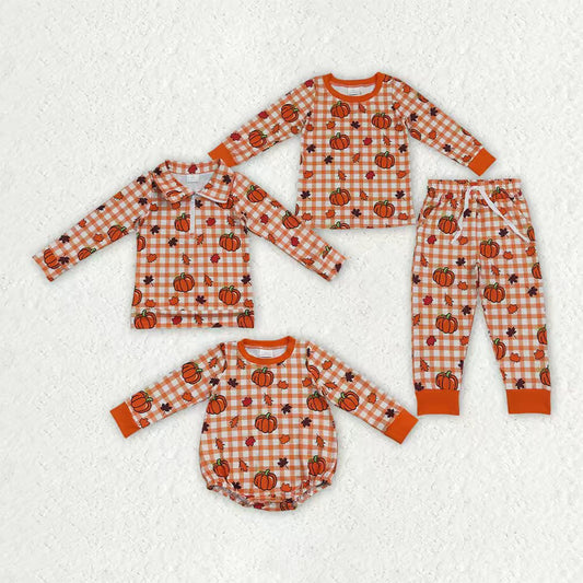 Fall pumpkin boys long sleeve pajama set outfit