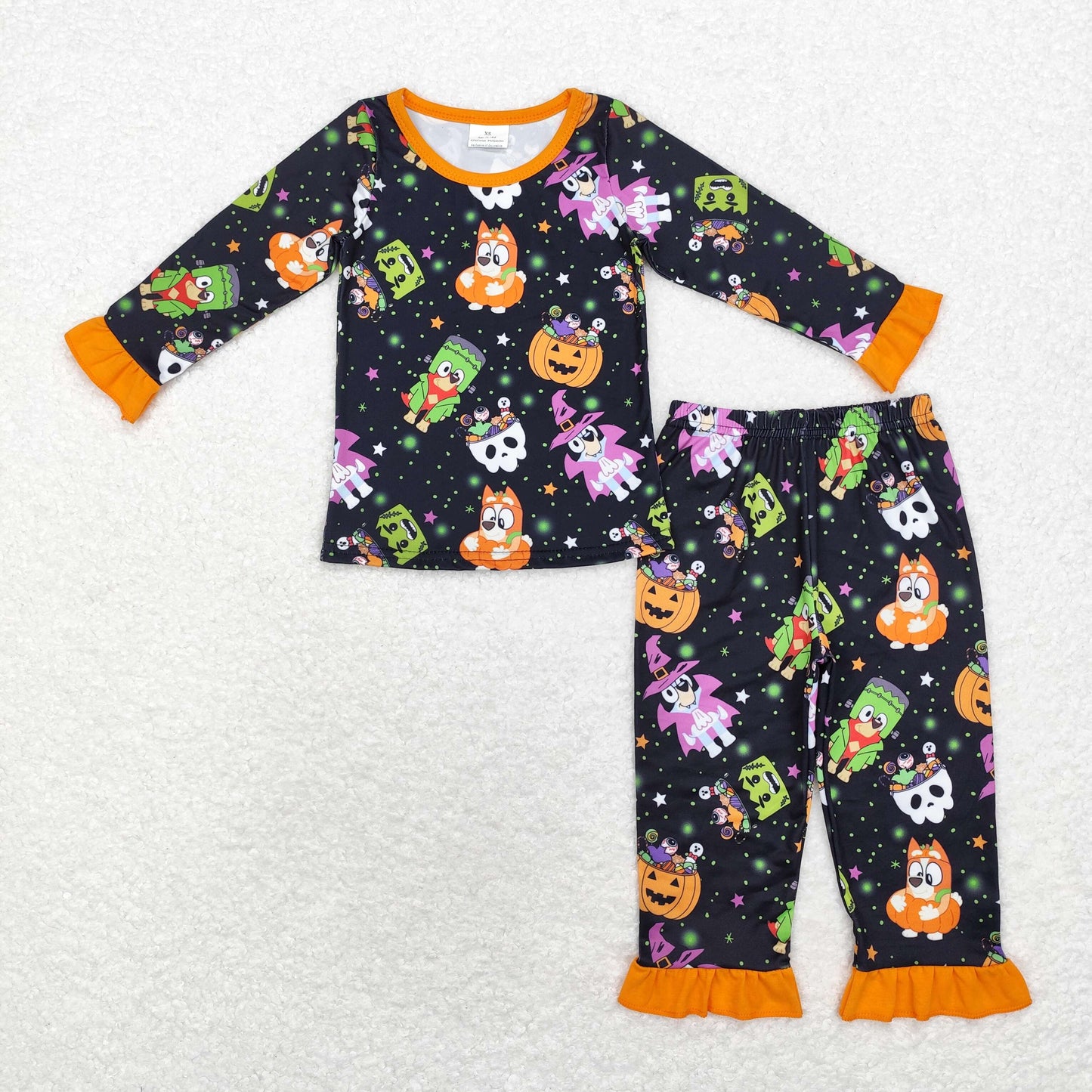 Halloween pumpkin cartoon dog sister brother matching sibling clothes