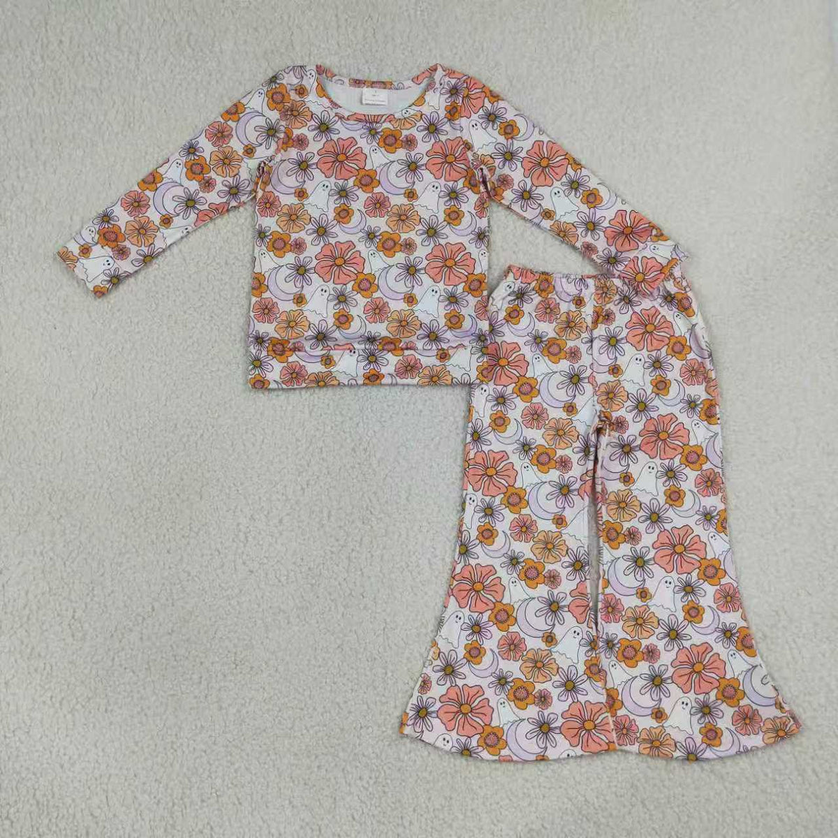 Halloween ghost  long sleeve top matching pants girls outfit