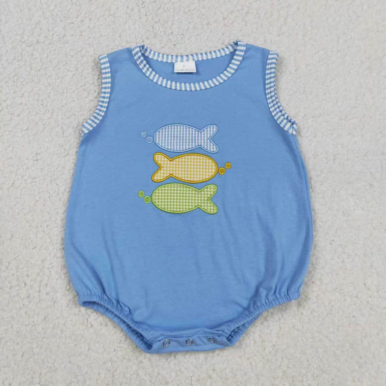 Embroidery Fishing print toddle boy summer outfit