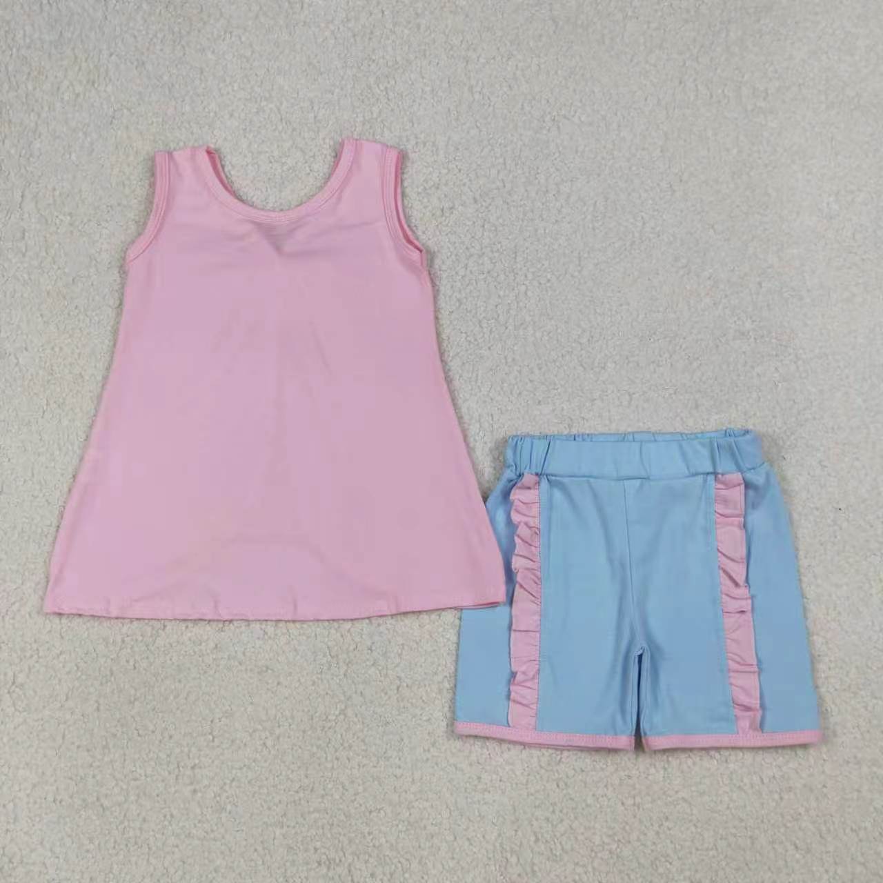 Yellow tank top matching shorts girl summer outfit