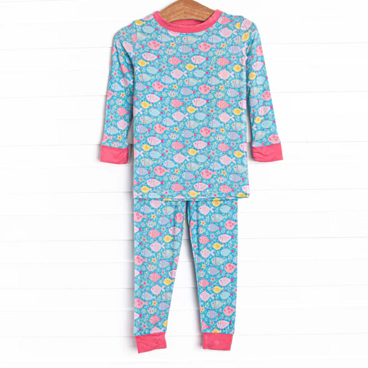 infant baby girls fish print two piece boutique clothes