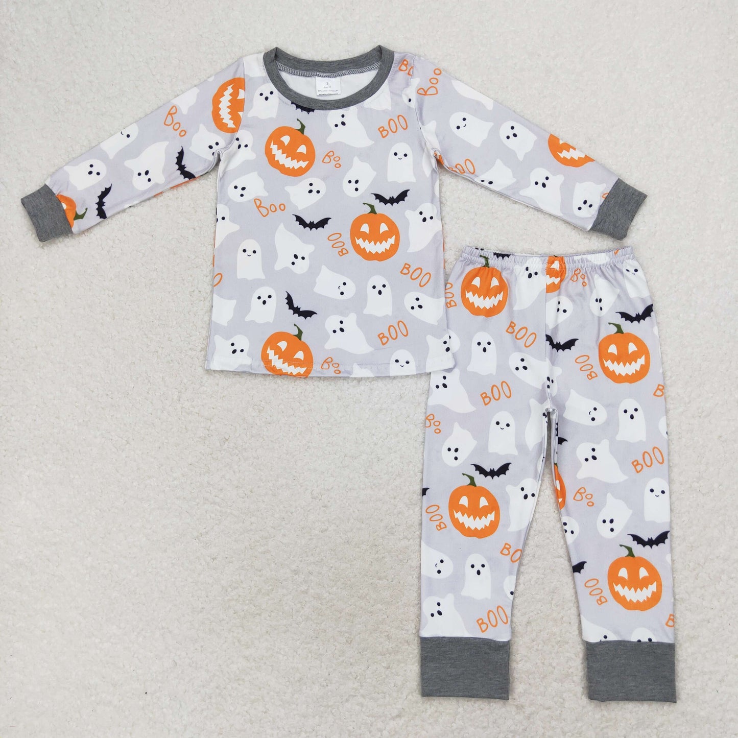 sister brother long sleeve halloween pumpkin ghost pajama set