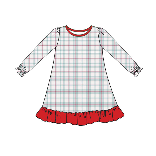 baby girl Christmas plaid long sleeve dress