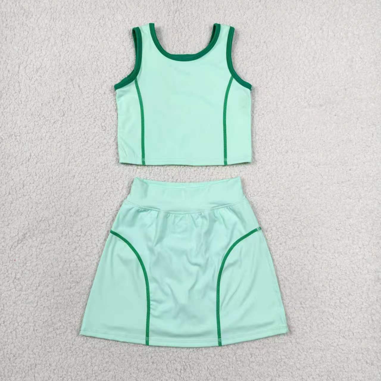 Pink yoga top matching skorts girls summer outfit