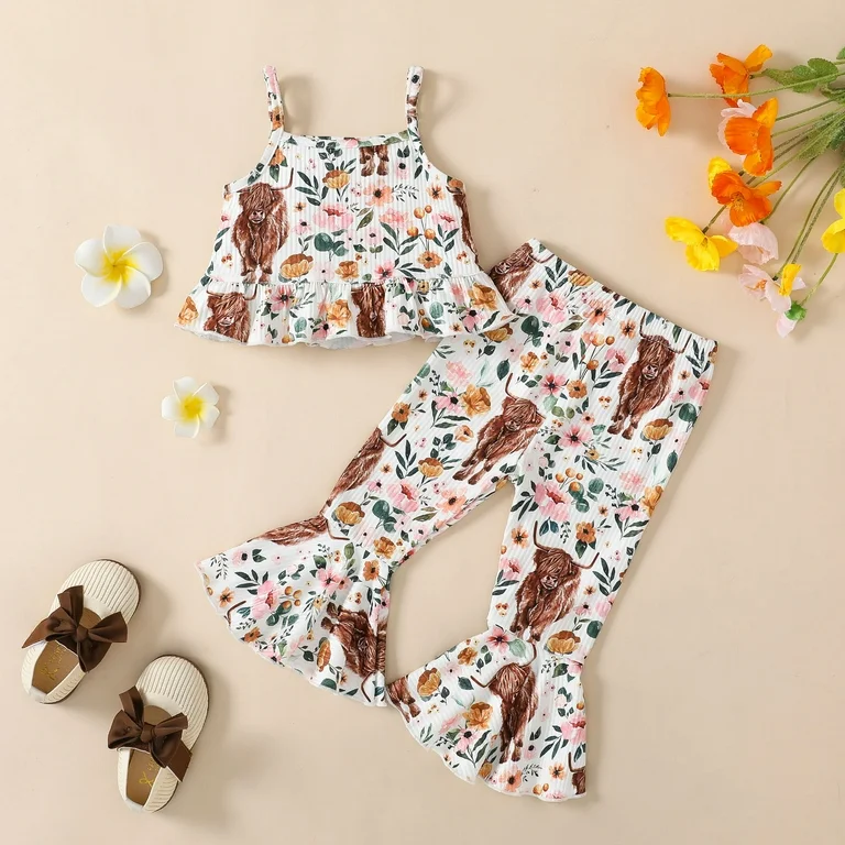 highland cow western floral outfit