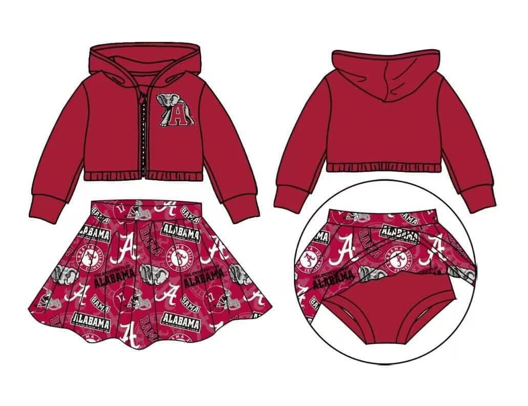 baby girls college elephant team long sleeve top matching skirt outfit