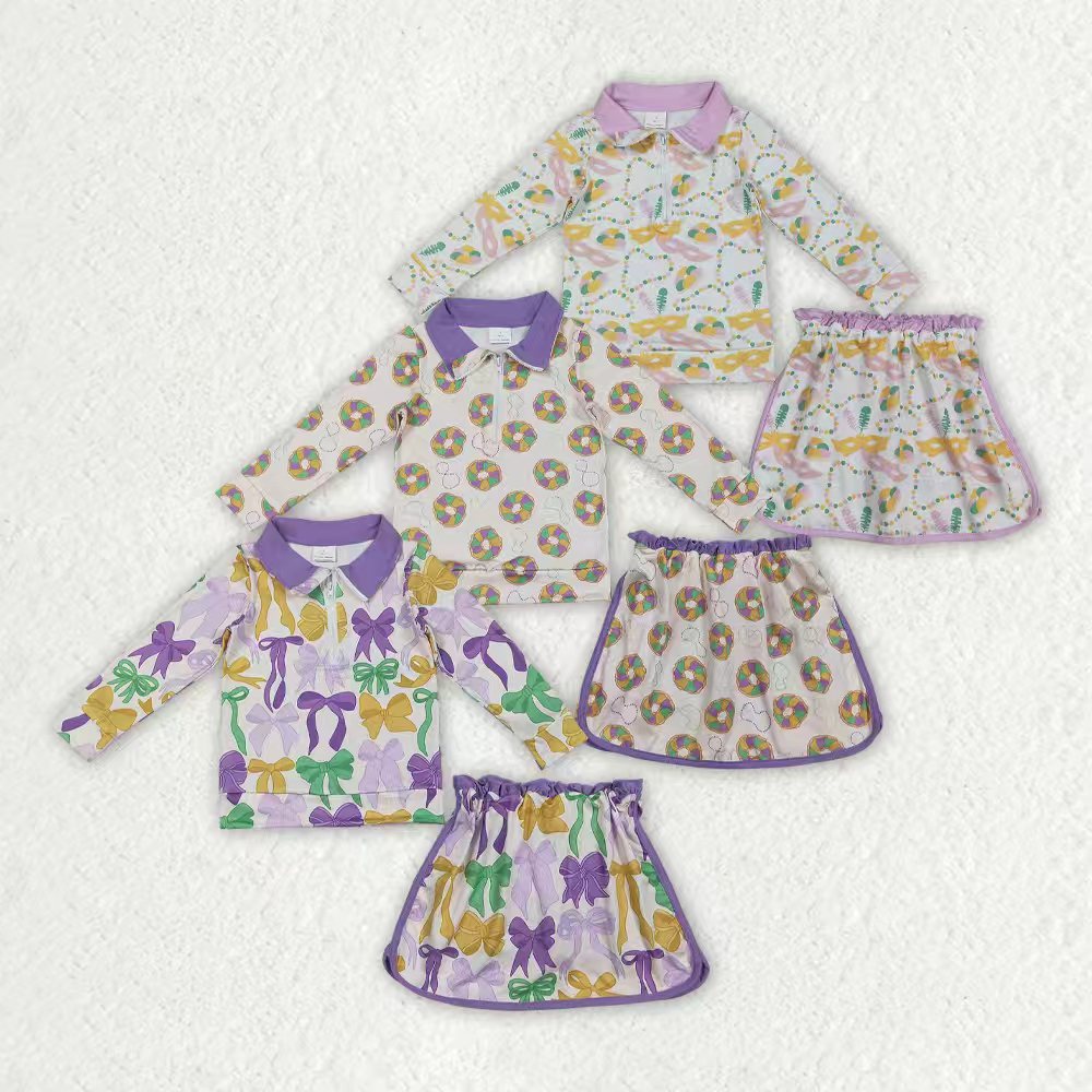 Mardi Gras pullover matching skirt girls outfit