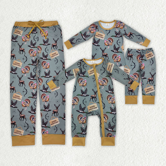 Family hunting mallard duck reindeer turkey clothing set