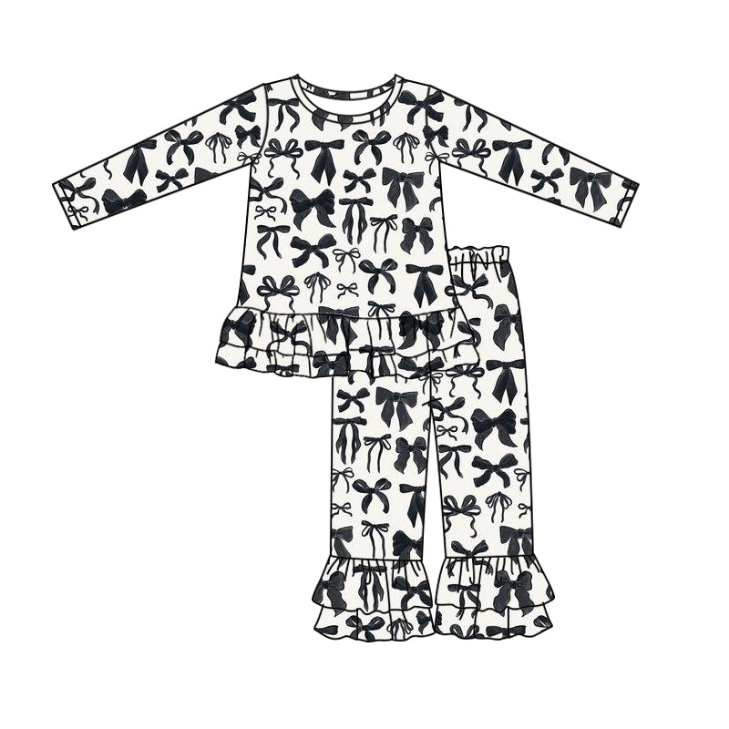 Toddle girls black bow matching outfit