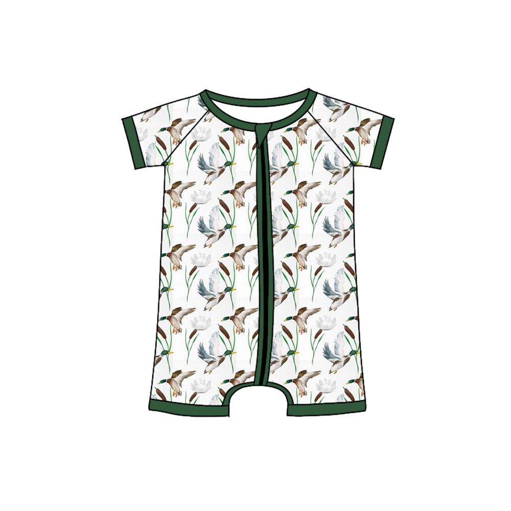 kids short sleeve duck hunting  zip romper