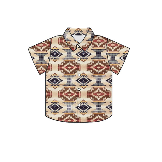 western aztec cowboy short sleeve button shirt