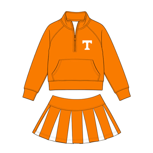 Kids long sleeve team pullover top matching skorts outfit wholesal factory price
