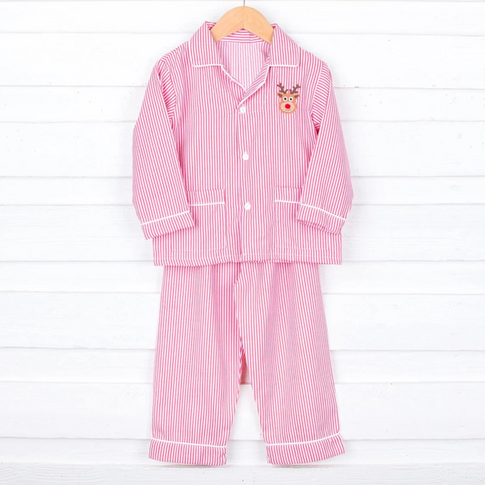 baby  girls Christmas reindeer long sleeve pajama set