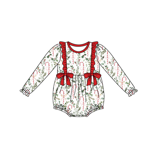 Toddle baby girl Christmas candy cane boutique romper