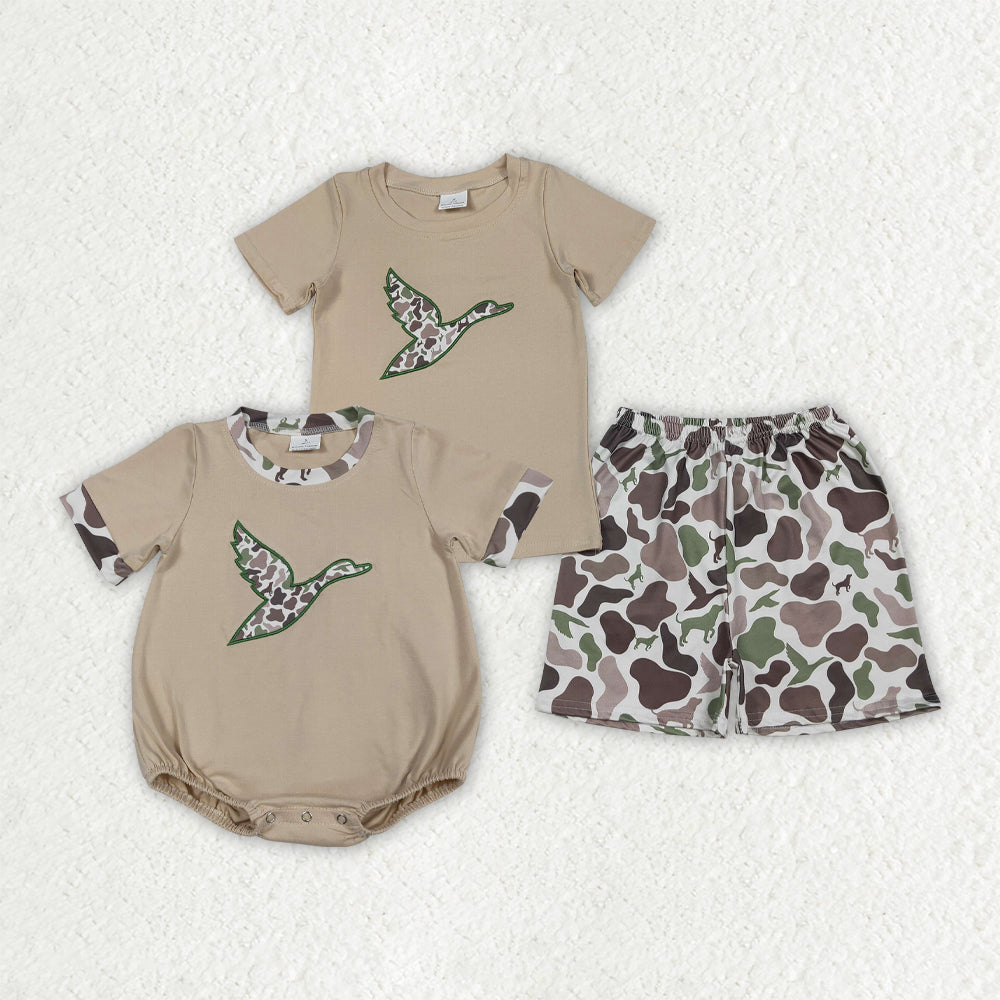 Camo duck design top matching shorts boy summer outfit