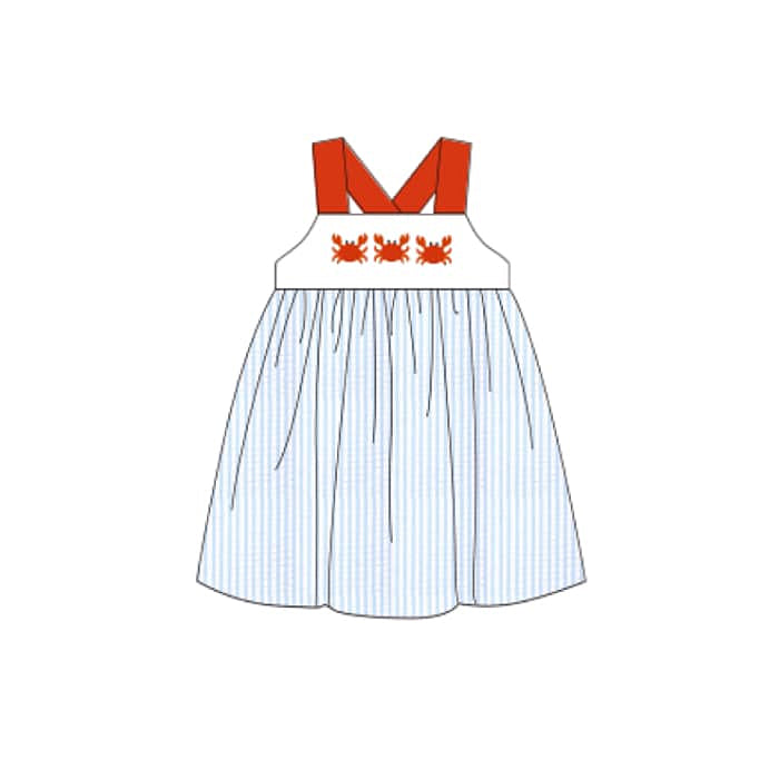 blue stripes beach crab summer dress